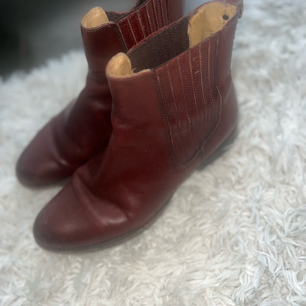 Chic Maroon Leather Boots